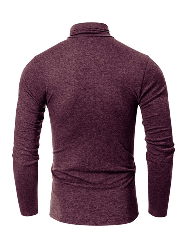 Men's long-sleeved solid color turtleneck bottoming T-shirt top - Image 8