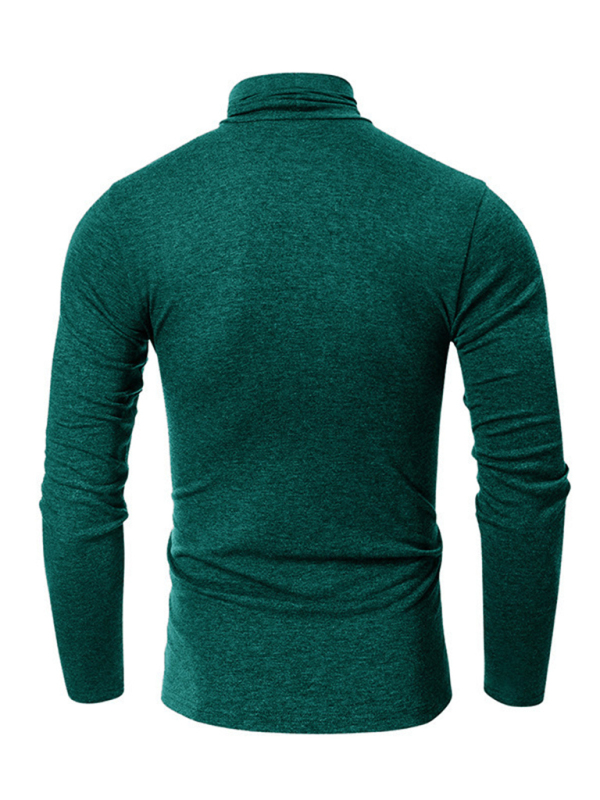 Men's long-sleeved solid color turtleneck bottoming T-shirt top - Image 6