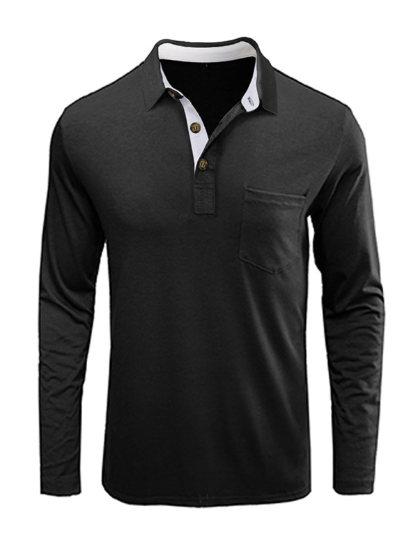 New Men's Long Sleeve Lapel Bottoming POLO Shirt Top - Image 4