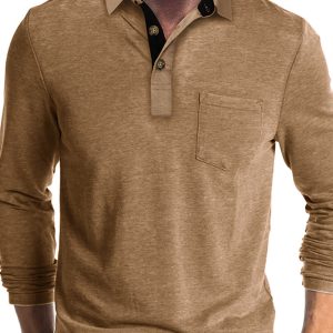 New Men's Long Sleeve Lapel Bottoming POLO Shirt Top