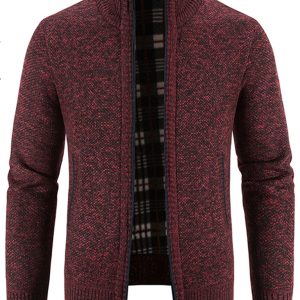 Men's casual stand collar knitted jacket