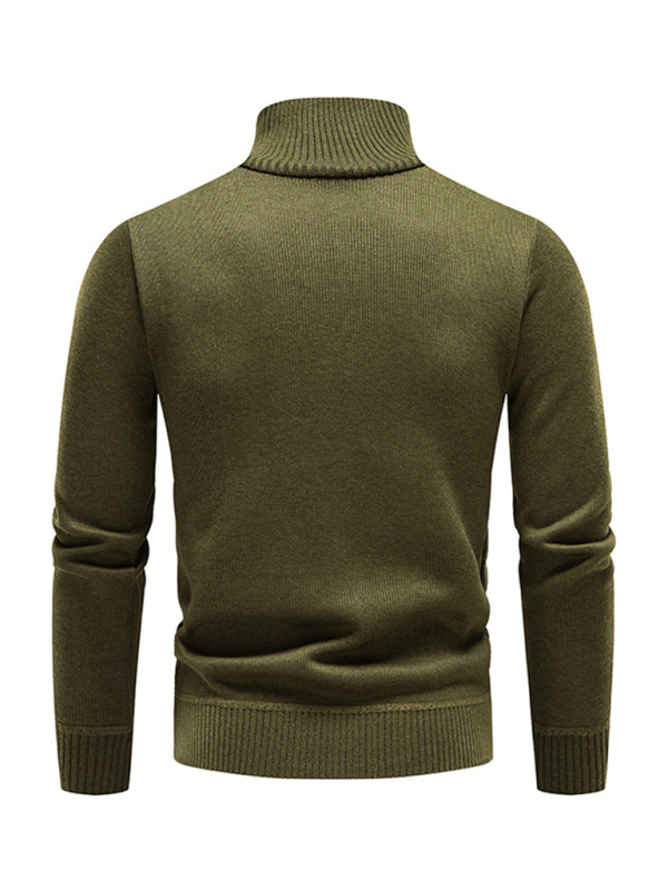Men's stand-up collar thickened patchwork half-zip lapel sweater pullover sweater - Image 8