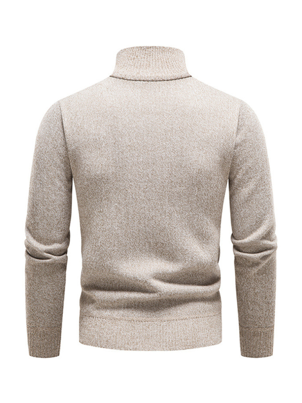 Men's stand-up collar thickened patchwork half-zip lapel sweater pullover sweater - Image 16