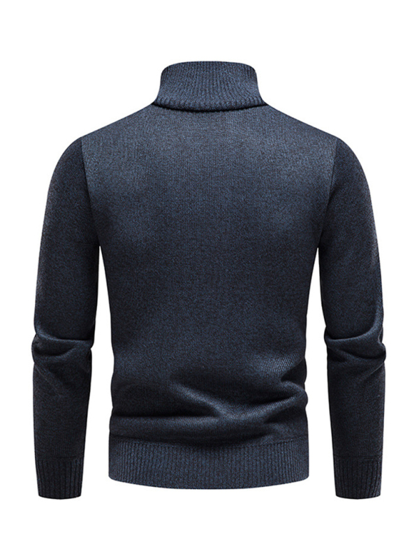 Men's stand-up collar thickened patchwork half-zip lapel sweater pullover sweater - Image 20