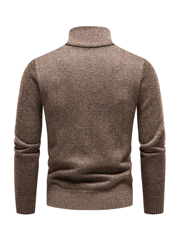 Men's stand-up collar thickened patchwork half-zip lapel sweater pullover sweater - Image 23