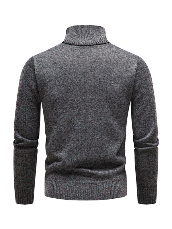 Men's stand-up collar thickened patchwork half-zip lapel sweater pullover sweater - Image 10