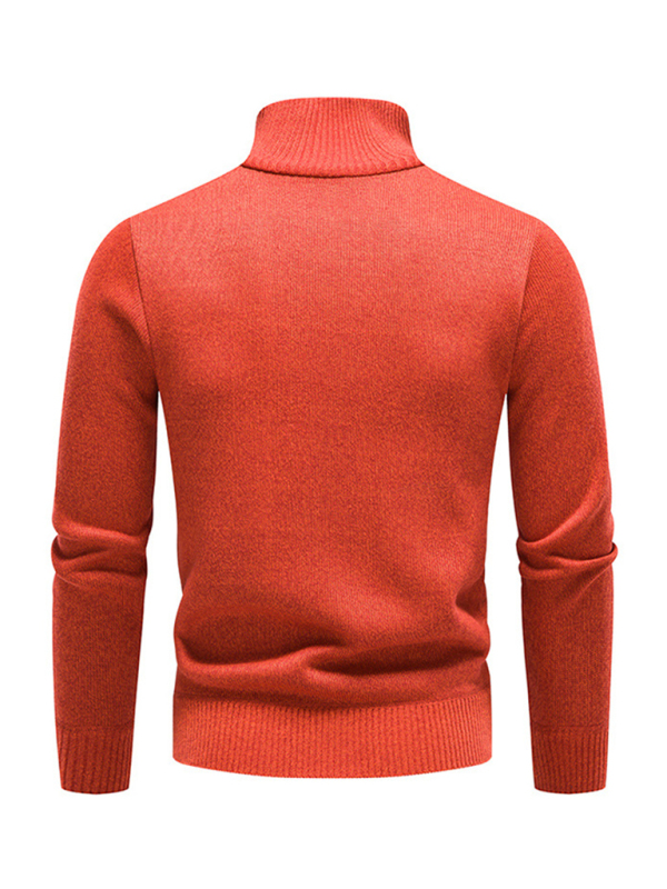 Men's stand-up collar thickened patchwork half-zip lapel sweater pullover sweater - Image 17