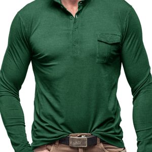 Men's Lapel Polo Solid Color Long Sleeve Polo Shirt