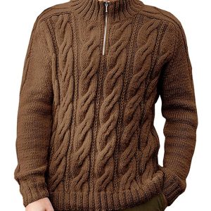 Men's new solid color zipper half turtleneck long sleeve sweater