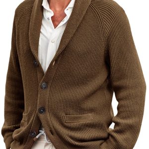 Men's new style lapel long sleeve knitted jacket fashion sweater