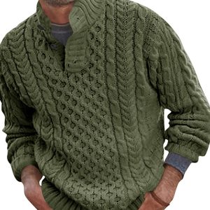 Men's Solid Color Half Turtle Collar Slim Fit Long Sleeve Knitted Sweater