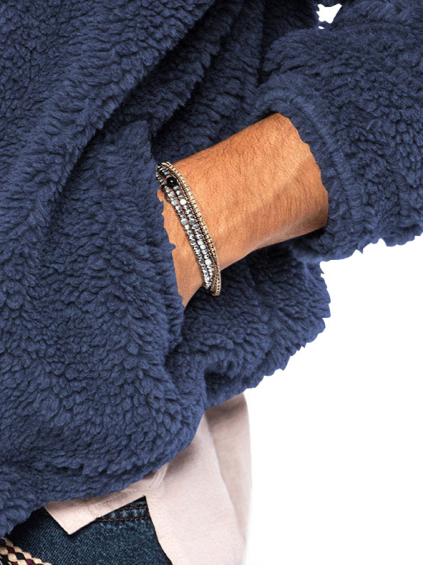 Men's double-sided arctic velvet hooded solid color warm zipper jacket - Image 16