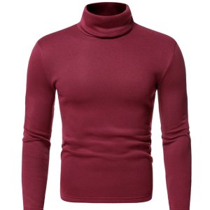 Men's fleece pullover turtleneck knitted top