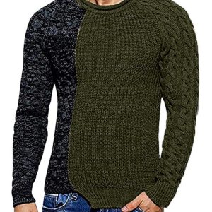 Men's new round neck long sleeve knitted slim sweater