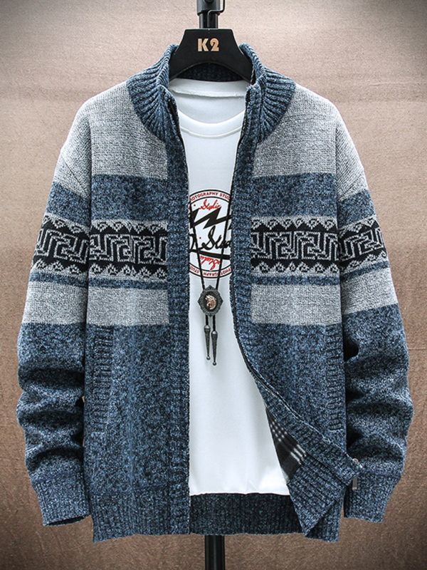 Men's new fashion stand-up collar cardigan sweater zipper style sweater - Image 6