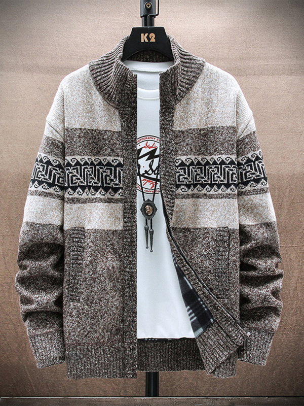 Men's new fashion stand-up collar cardigan sweater zipper style sweater - Image 7