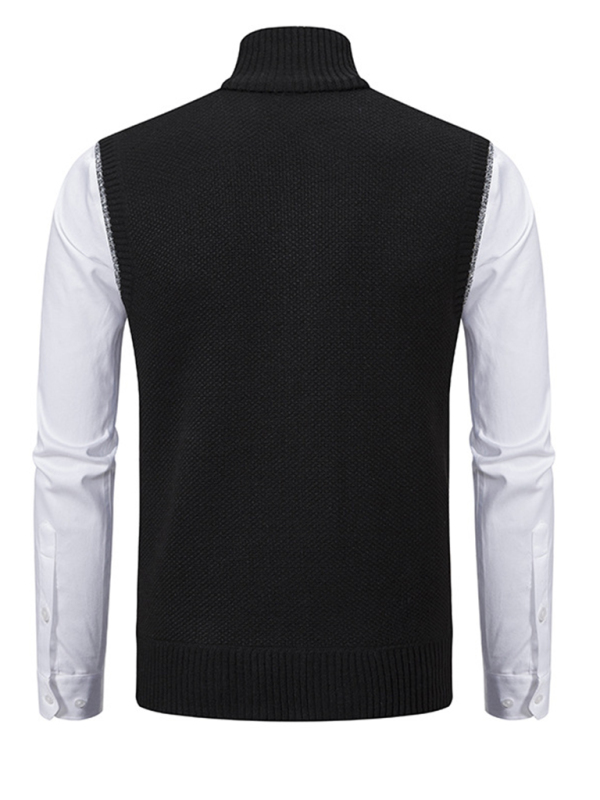 Men's stand collar sleeveless knitted casual thickened lining vest jacket - Image 14