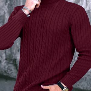 Men's turtleneck casual tight stretch sweater