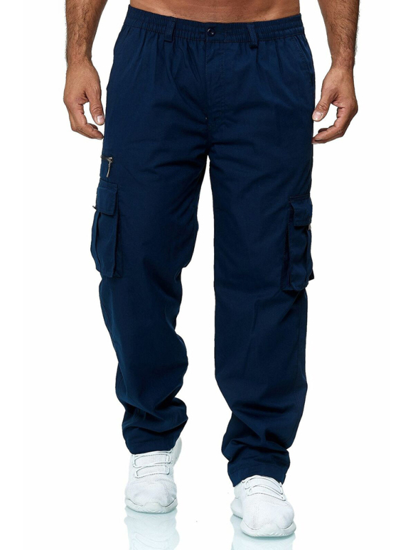Men's Casual Multi-Pocket Loose Straight Cargo Pants - Image 11