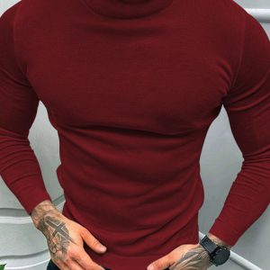 Men's Solid Color Turtleneck Long Sleeve T-Shirt