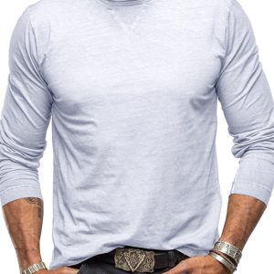 Men's new solid color round neck long sleeve cotton t-shirt