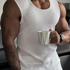 Men's casual slim vest men's sleeveless wide shoulder vest