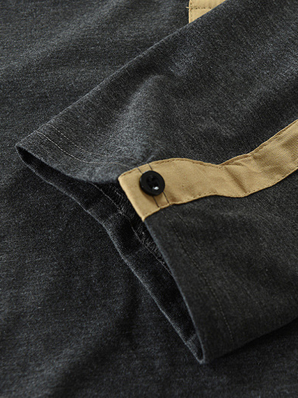 Men's New Outdoor Tactical Zipper Colorblock Henley Collar Long Sleeve T-Shirt - Image 19