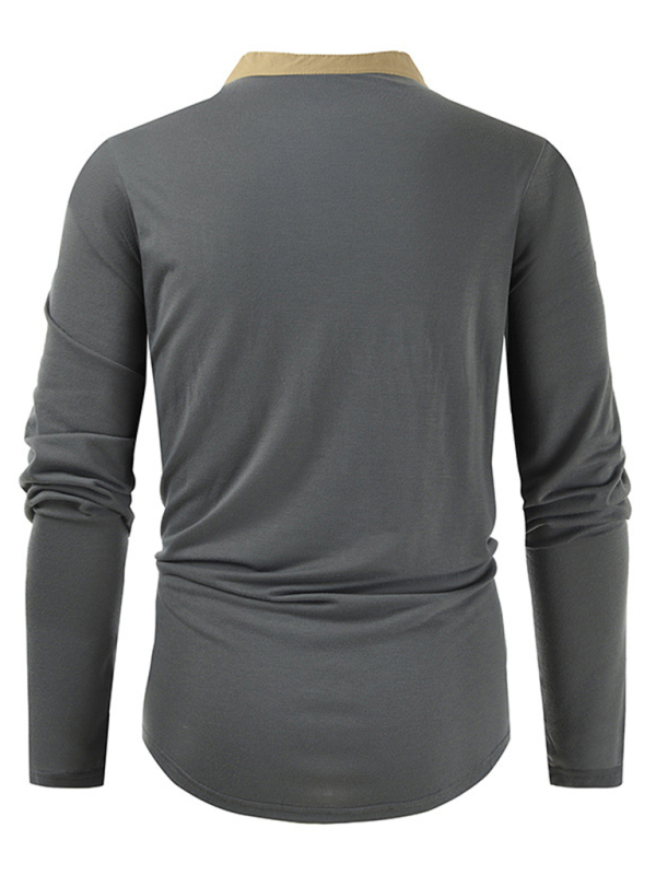Men's New Outdoor Tactical Zipper Colorblock Henley Collar Long Sleeve T-Shirt - Image 25