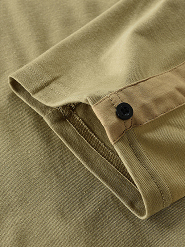 Men's New Outdoor Tactical Zipper Colorblock Henley Collar Long Sleeve T-Shirt - Image 10