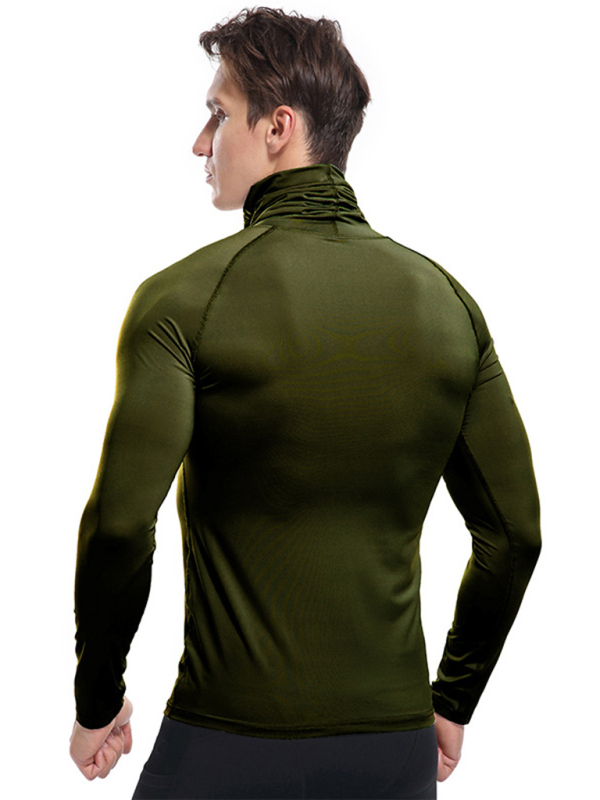 Men's new high-neck high-elastic tight sports long-sleeved T-shirt - Image 9
