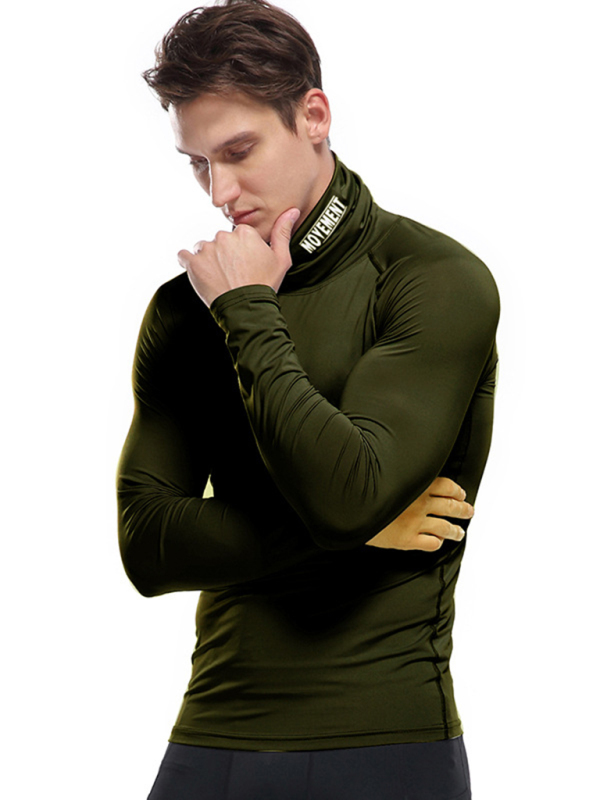 Men's new high-neck high-elastic tight sports long-sleeved T-shirt - Image 10