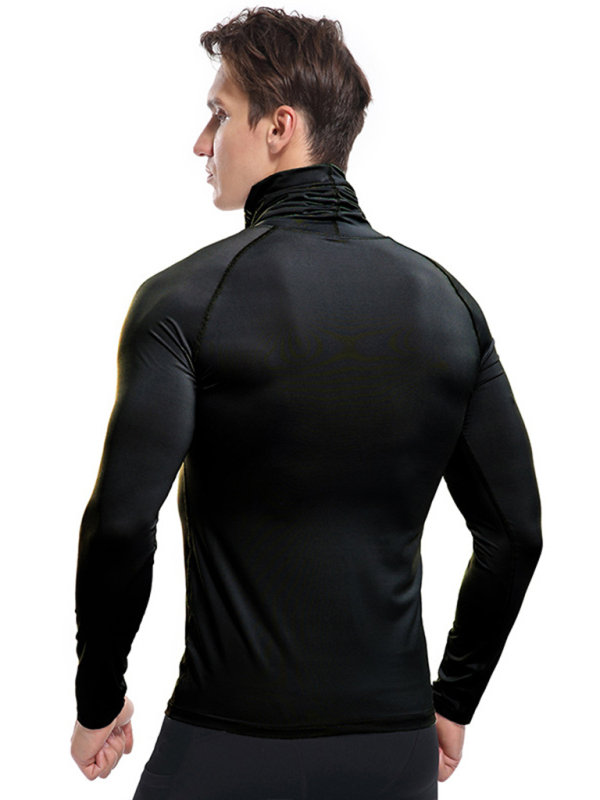 Men's new high-neck high-elastic tight sports long-sleeved T-shirt - Image 17