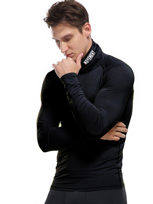 Men's new high-neck high-elastic tight sports long-sleeved T-shirt - Image 18