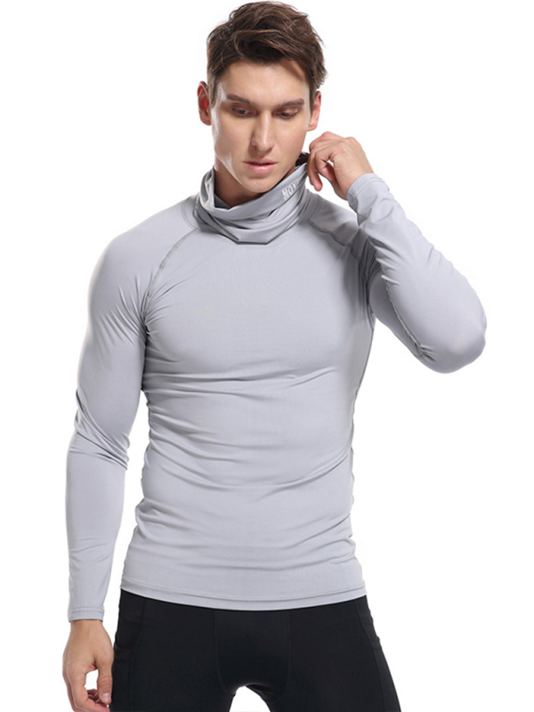 Men's new high-neck high-elastic tight sports long-sleeved T-shirt - Image 24