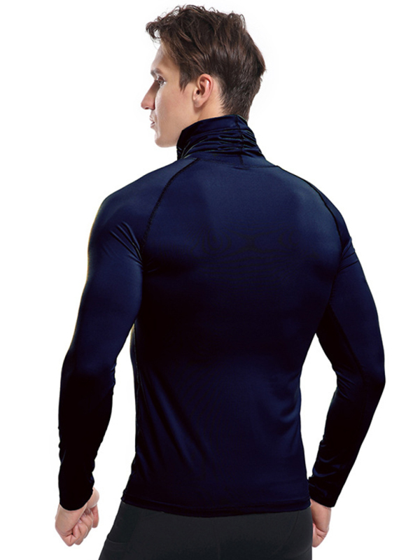 Men's new high-neck high-elastic tight sports long-sleeved T-shirt - Image 15