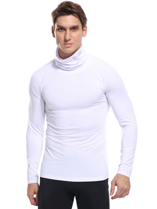 Men's new high-neck high-elastic tight sports long-sleeved T-shirt - Image 3