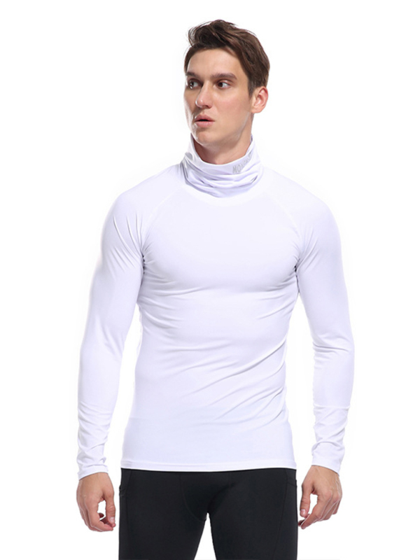 Men's new high-neck high-elastic tight sports long-sleeved T-shirt - Image 14