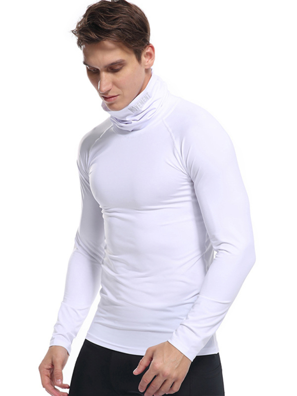 Men's new high-neck high-elastic tight sports long-sleeved T-shirt - Image 11