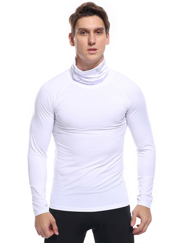 Men's new high-neck high-elastic tight sports long-sleeved T-shirt - Image 13