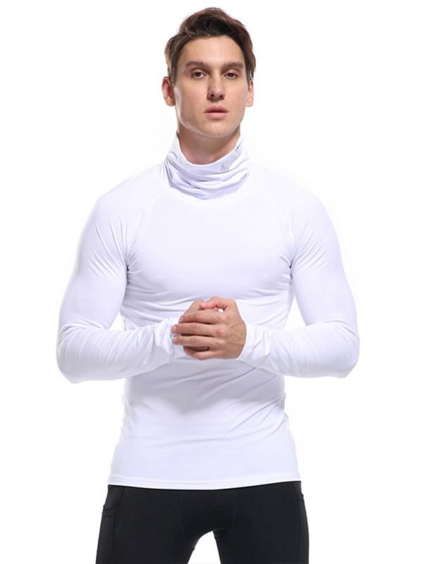 Men's new high-neck high-elastic tight sports long-sleeved T-shirt - Image 12