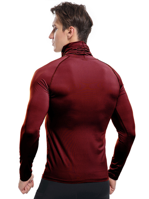 Men's new high-neck high-elastic tight sports long-sleeved T-shirt - Image 7