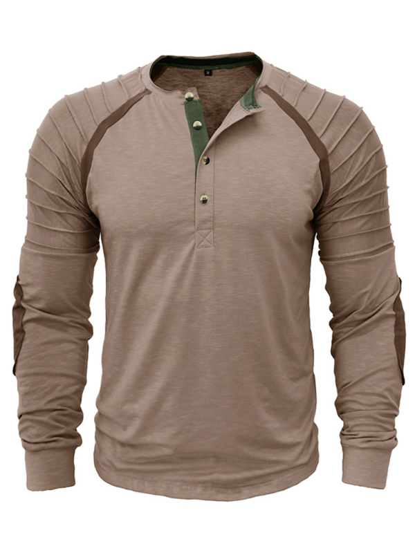 Men's new long-sleeved Henry collar sports base T-shirt - Image 5