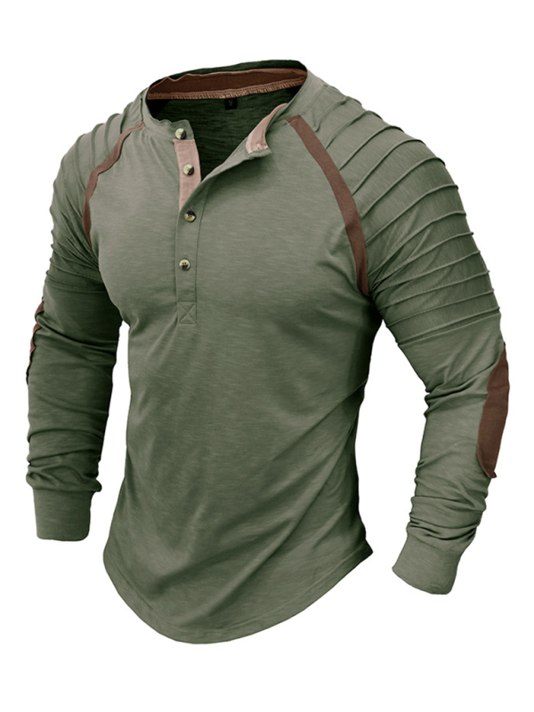 Men's new long-sleeved Henry collar sports base T-shirt - Image 10