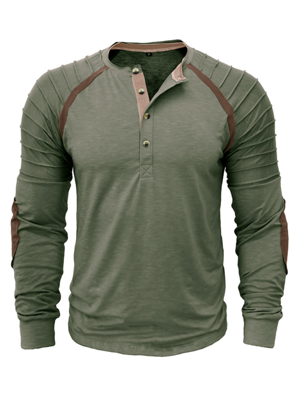 Men's new long-sleeved Henry collar sports base T-shirt - Image 9
