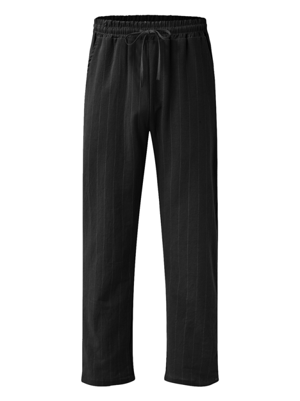 Men's vertical striped lace-up elastic waist beach pants casual trousers - Image 13