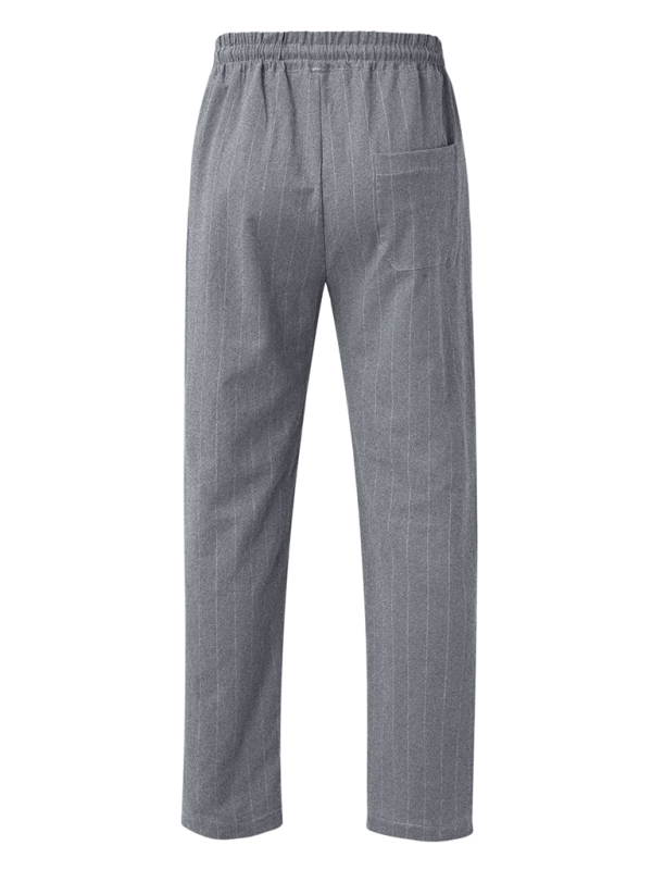 Men's vertical striped lace-up elastic waist beach pants casual trousers - Image 15
