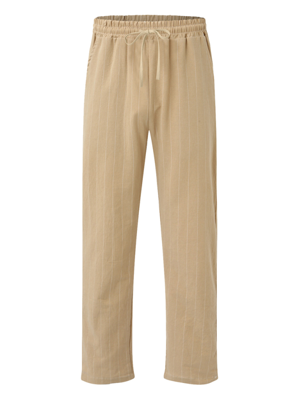 Men's vertical striped lace-up elastic waist beach pants casual trousers - Image 7