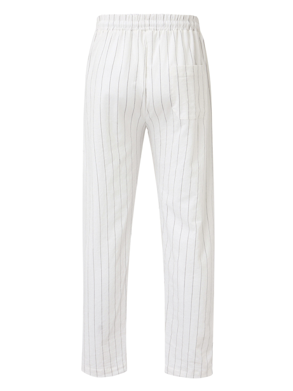 Men's vertical striped lace-up elastic waist beach pants casual trousers - Image 8