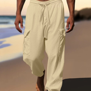 Casual cuffed multi-pocket drawstring trousers