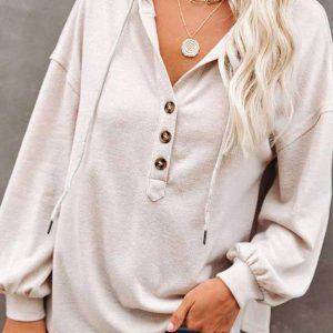 Women's Cardigan Hoodie Casual Loose Solid Color Sweatshirt